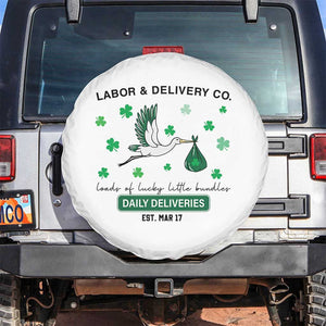St Patrick's Day Lucky L&D Nurse Spare Tire Cover Labor And Delivery Shamrock TS02 No hole White Print Your Wear