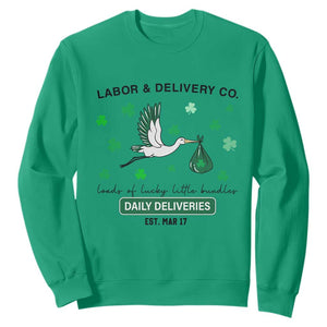 St Patrick's Day Lucky L&D Nurse Sweatshirt Labor And Delivery Shamrock TS02 Irish Green Print Your Wear