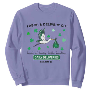 St Patrick's Day Lucky L&D Nurse Sweatshirt Labor And Delivery Shamrock TS02 Violet Print Your Wear