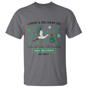 St Patrick's Day Lucky L&D Nurse T Shirt Labor And Delivery Shamrock TS02 Charcoal Print Your Wear
