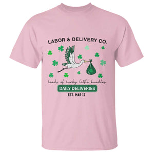 St Patrick's Day Lucky L&D Nurse T Shirt Labor And Delivery Shamrock TS02 Light Pink Print Your Wear