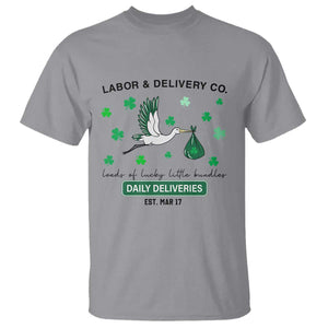 St Patrick's Day Lucky L&D Nurse T Shirt Labor And Delivery Shamrock TS02 Sport Gray Print Your Wear