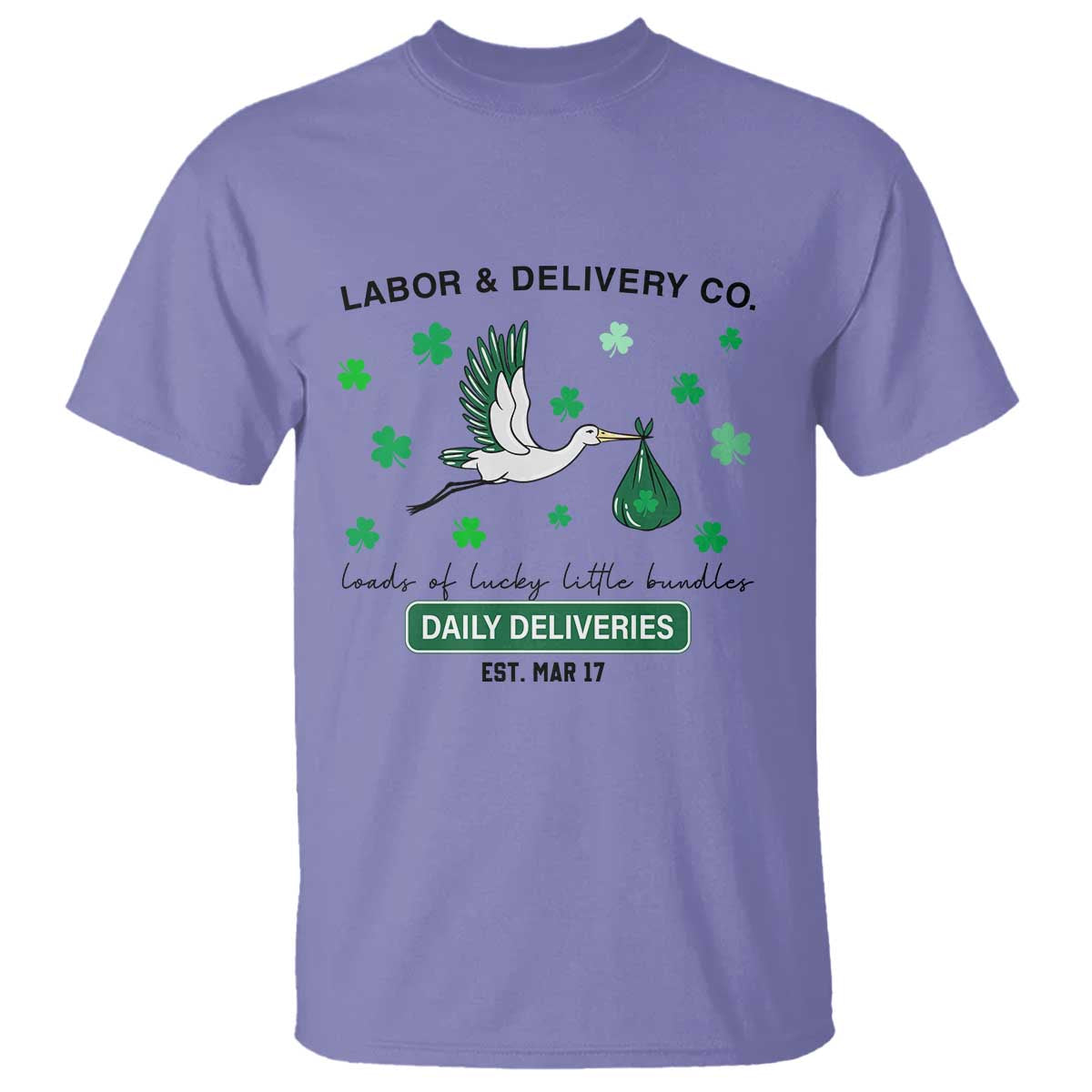 St Patrick's Day Lucky L&D Nurse T Shirt Labor And Delivery Shamrock TS02 Violet Print Your Wear