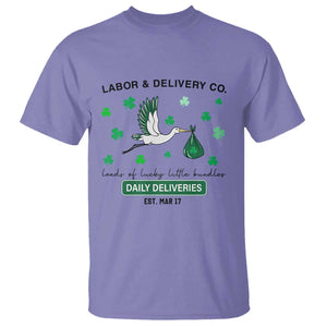St Patrick's Day Lucky L&D Nurse T Shirt Labor And Delivery Shamrock TS02 Violet Print Your Wear