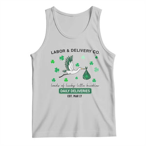 St Patrick's Day Lucky L&D Nurse Tank Top Labor And Delivery Shamrock TS02 Ash Print Your Wear