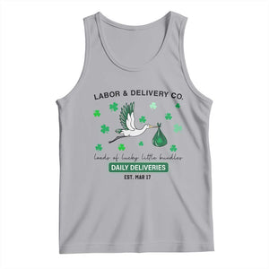 St Patrick's Day Lucky L&D Nurse Tank Top Labor And Delivery Shamrock TS02 Athletic Heather Print Your Wear