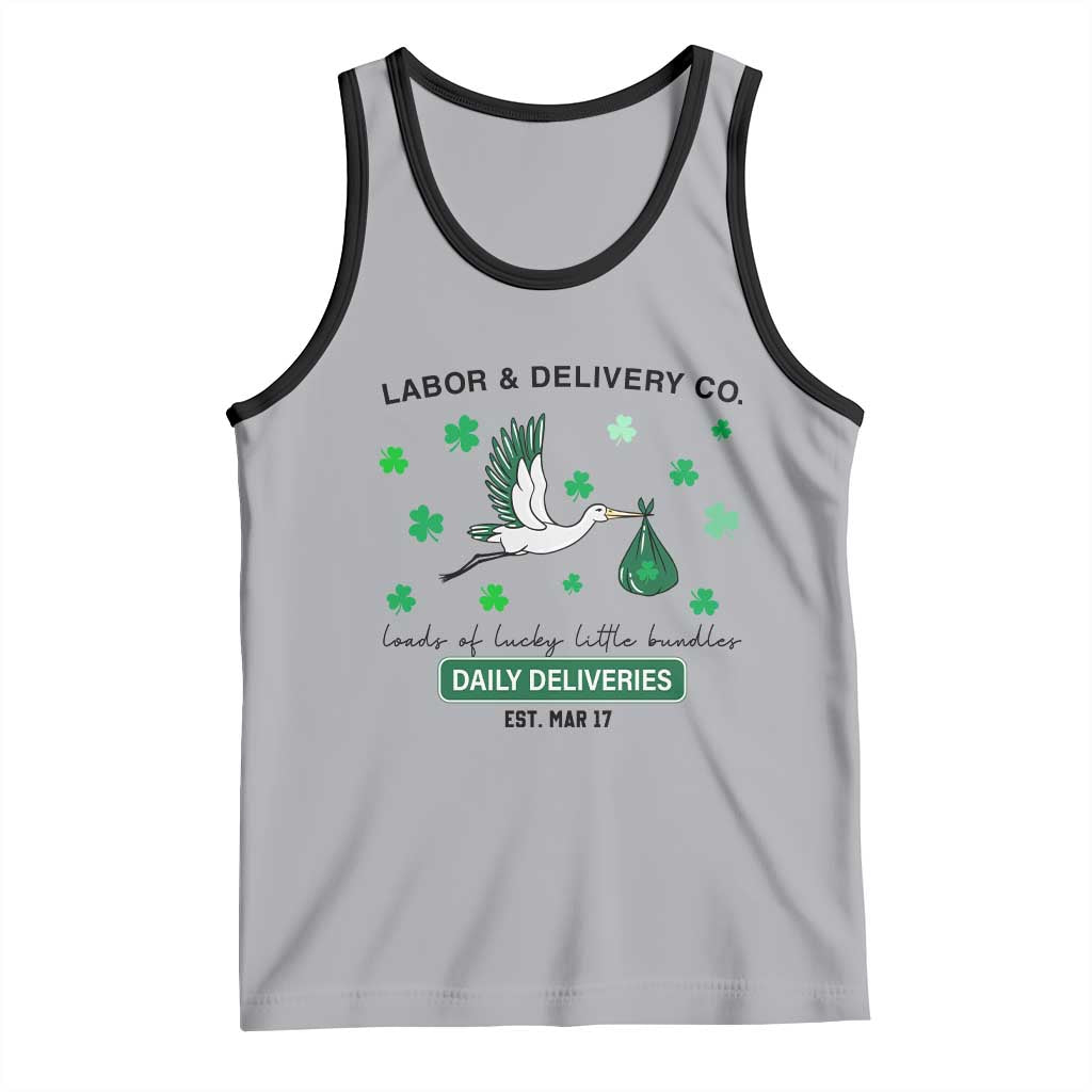 St Patrick's Day Lucky L&D Nurse Tank Top Labor And Delivery Shamrock TS02 Athletic Heather Black Print Your Wear