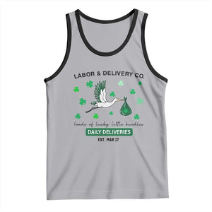 St Patrick's Day Lucky L&D Nurse Tank Top Labor And Delivery Shamrock TS02 Athletic Heather Black Print Your Wear