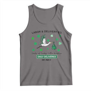 St Patrick's Day Lucky L&D Nurse Tank Top Labor And Delivery Shamrock TS02 Deep Heather Print Your Wear