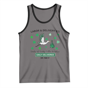 St Patrick's Day Lucky L&D Nurse Tank Top Labor And Delivery Shamrock TS02 Deep Heather Black Print Your Wear