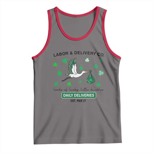 St Patrick's Day Lucky L&D Nurse Tank Top Labor And Delivery Shamrock TS02 Deep Heather Red Print Your Wear