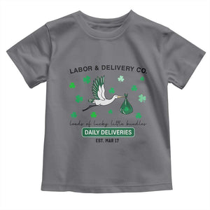 St Patrick's Day Lucky L&D Nurse Toddler T Shirt Labor And Delivery Shamrock TS02 Charcoal Print Your Wear