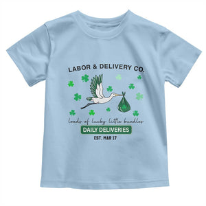 St Patrick's Day Lucky L&D Nurse Toddler T Shirt Labor And Delivery Shamrock TS02 Light Blue Print Your Wear