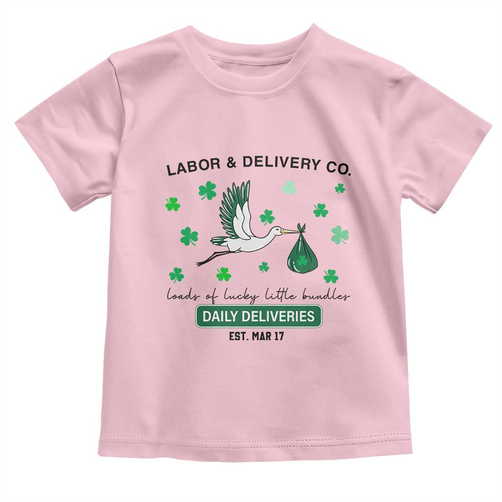 St Patrick's Day Lucky L&D Nurse Toddler T Shirt Labor And Delivery Shamrock TS02 Light Pink Print Your Wear