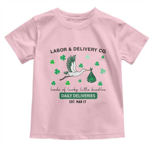 St Patrick's Day Lucky L&D Nurse Toddler T Shirt Labor And Delivery Shamrock TS02 Light Pink Print Your Wear