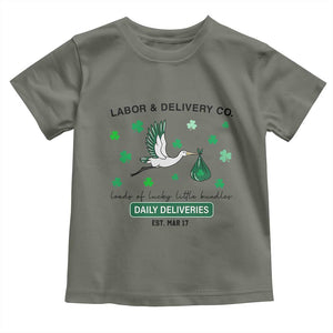 St Patrick's Day Lucky L&D Nurse Toddler T Shirt Labor And Delivery Shamrock TS02 Military Green Print Your Wear