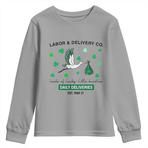 St Patrick's Day Lucky L&D Nurse Youth Sweatshirt Labor And Delivery Shamrock TS02 Sport Gray Print Your Wear