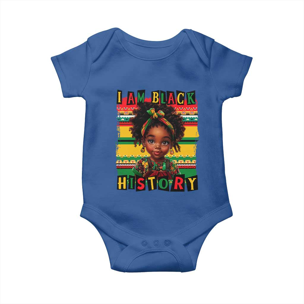 I Am Black History Baby Onesie Month Black Melanin Kids Girls TS02 Royal Blue Print Your Wear