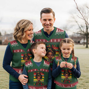 I Am Black History V-Neck Knit Sweater Vest Month Black Melanin Kids Girls TS02 Red Green Print Your Wear