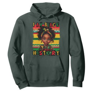 I Am Black History Hoodie Month Black Melanin Kids Girls TS02 Dark Forest Green Print Your Wear