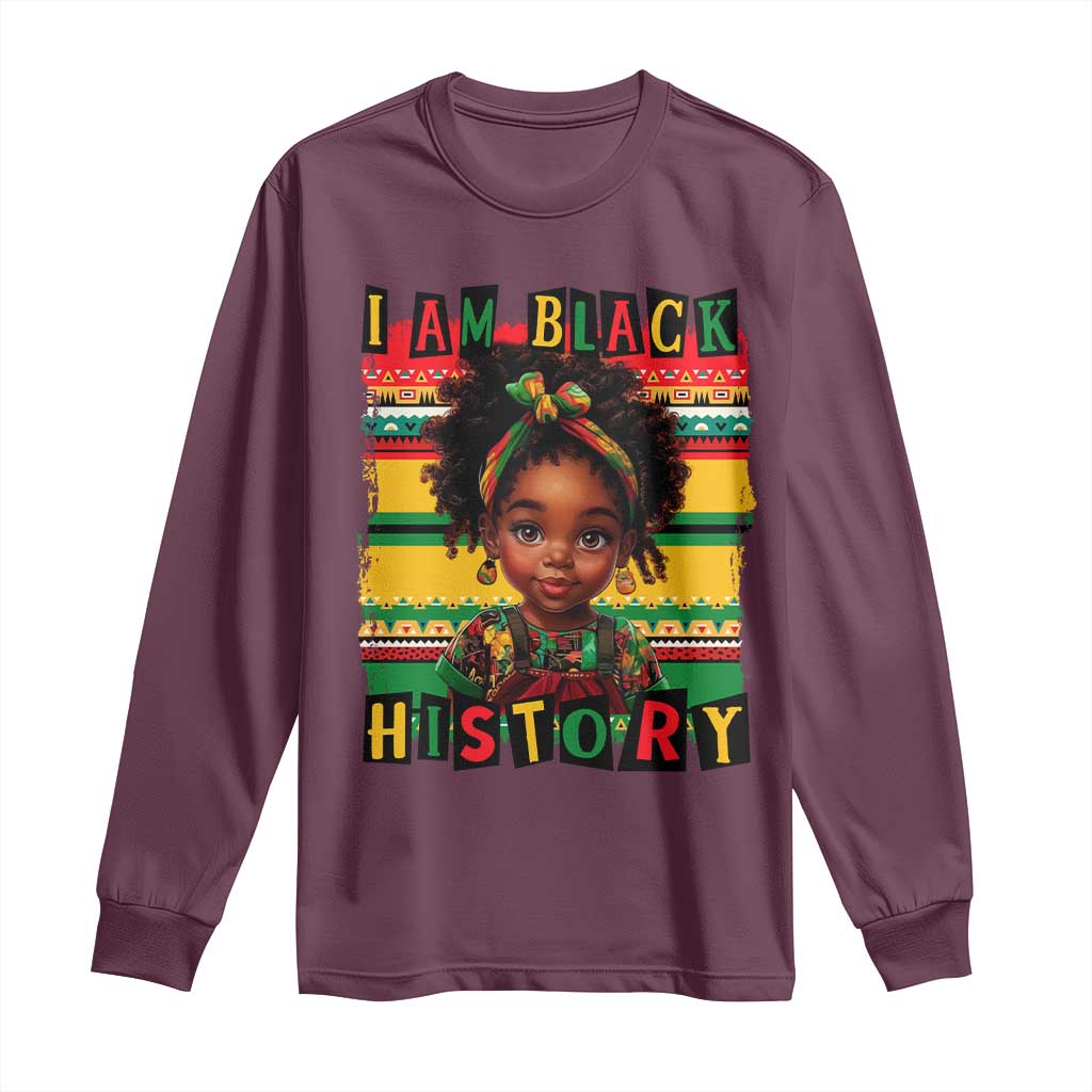 I Am Black History Long Sleeve Shirt Month Black Melanin Kids Girls TS02 Maroon Print Your Wear