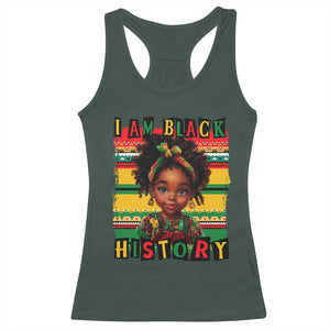 I Am Black History Racerback Tank Top Month Black Melanin Kids Girls TS02 Dark Forest Green Print Your Wear