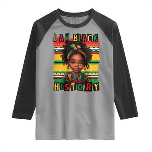 I Am Black History Raglan Shirt Month Black Melanin Kids Girls TS02 Sport Gray Black Print Your Wear