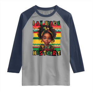 I Am Black History Raglan Shirt Month Black Melanin Kids Girls TS02 Sport Gray Navy Print Your Wear