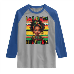 I Am Black History Raglan Shirt Month Black Melanin Kids Girls TS02 Sport Gray Royal Print Your Wear