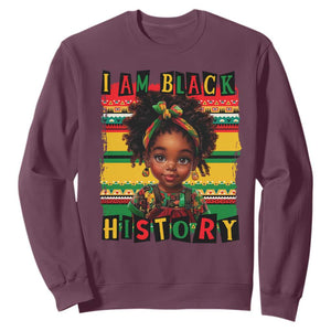 I Am Black History Sweatshirt Month Black Melanin Kids Girls TS02 Maroon Print Your Wear