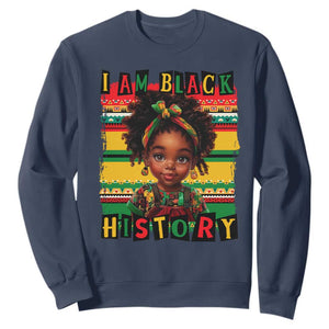 I Am Black History Sweatshirt Month Black Melanin Kids Girls TS02 Navy Print Your Wear