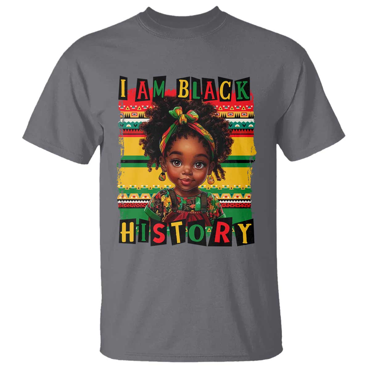 I Am Black History T Shirt Month Black Melanin Kids Girls TS02 Charcoal Print Your Wear