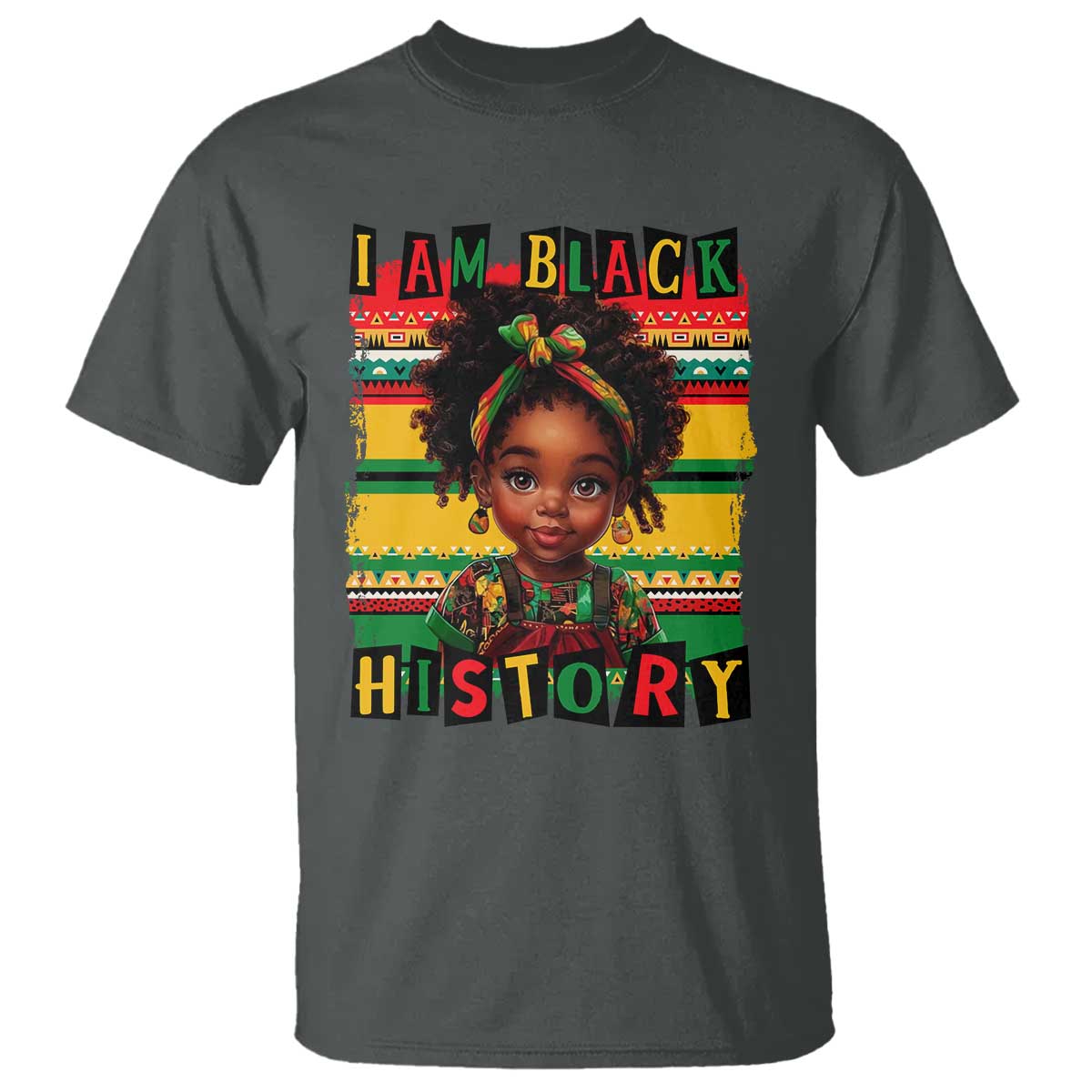 I Am Black History T Shirt Month Black Melanin Kids Girls TS02 Dark Heather Print Your Wear