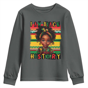 I Am Black History Youth Sweatshirt Month Black Melanin Kids Girls TS02 Dark Heather Print Your Wear