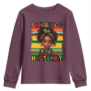 I Am Black History Youth Sweatshirt Month Black Melanin Kids Girls TS02 Maroon Print Your Wear