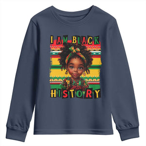 I Am Black History Youth Sweatshirt Month Black Melanin Kids Girls TS02 Navy Print Your Wear