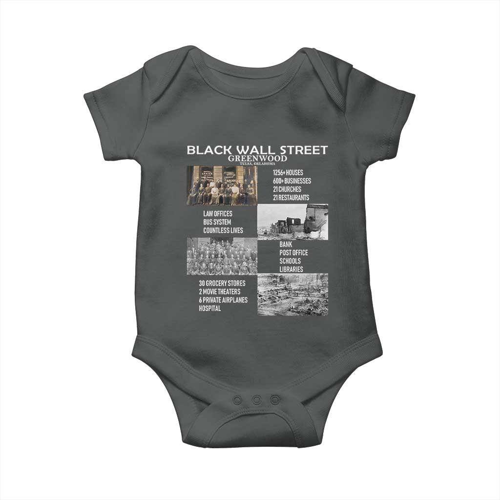 Black Wall Street Baby Onesie Black Business Black History Month TS02 Dark Heather Print Your Wear