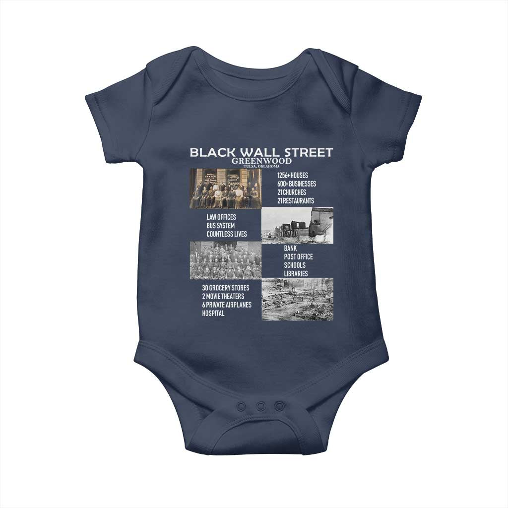 Black Wall Street Baby Onesie Black Business Black History Month TS02 Navy Print Your Wear