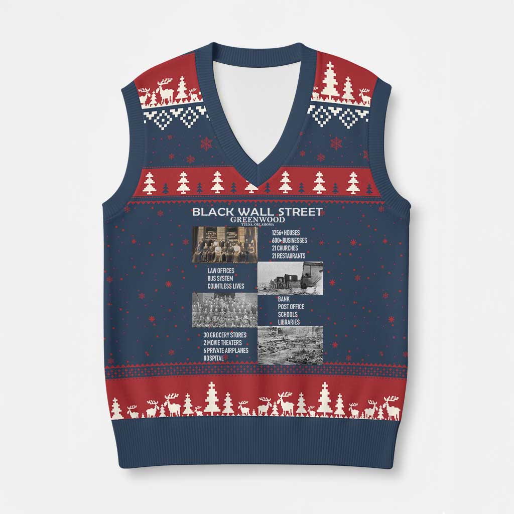 Black Wall Street V-Neck Knit Sweater Vest Loads Of Luck Lucky Tractor Truck TS02 Navy Red Print Your Wear
