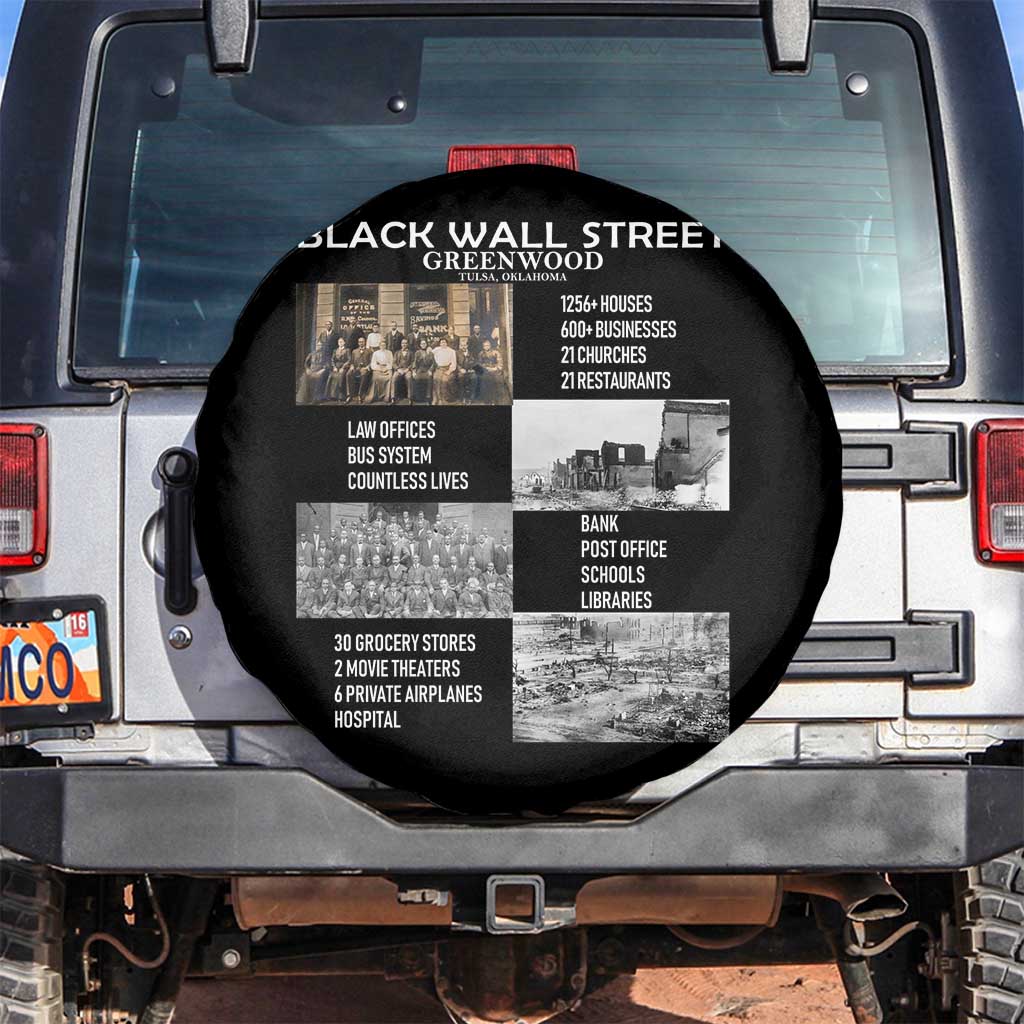 Black Wall Street Spare Tire Cover Black Business Black History Month TS02 No hole Black Print Your Wear
