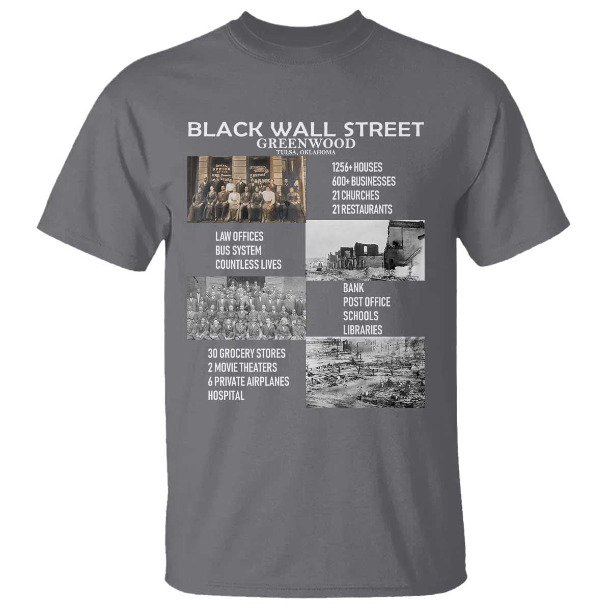 Black Wall Street T Shirt Black Business Black History Month TS02 Charcoal Print Your Wear
