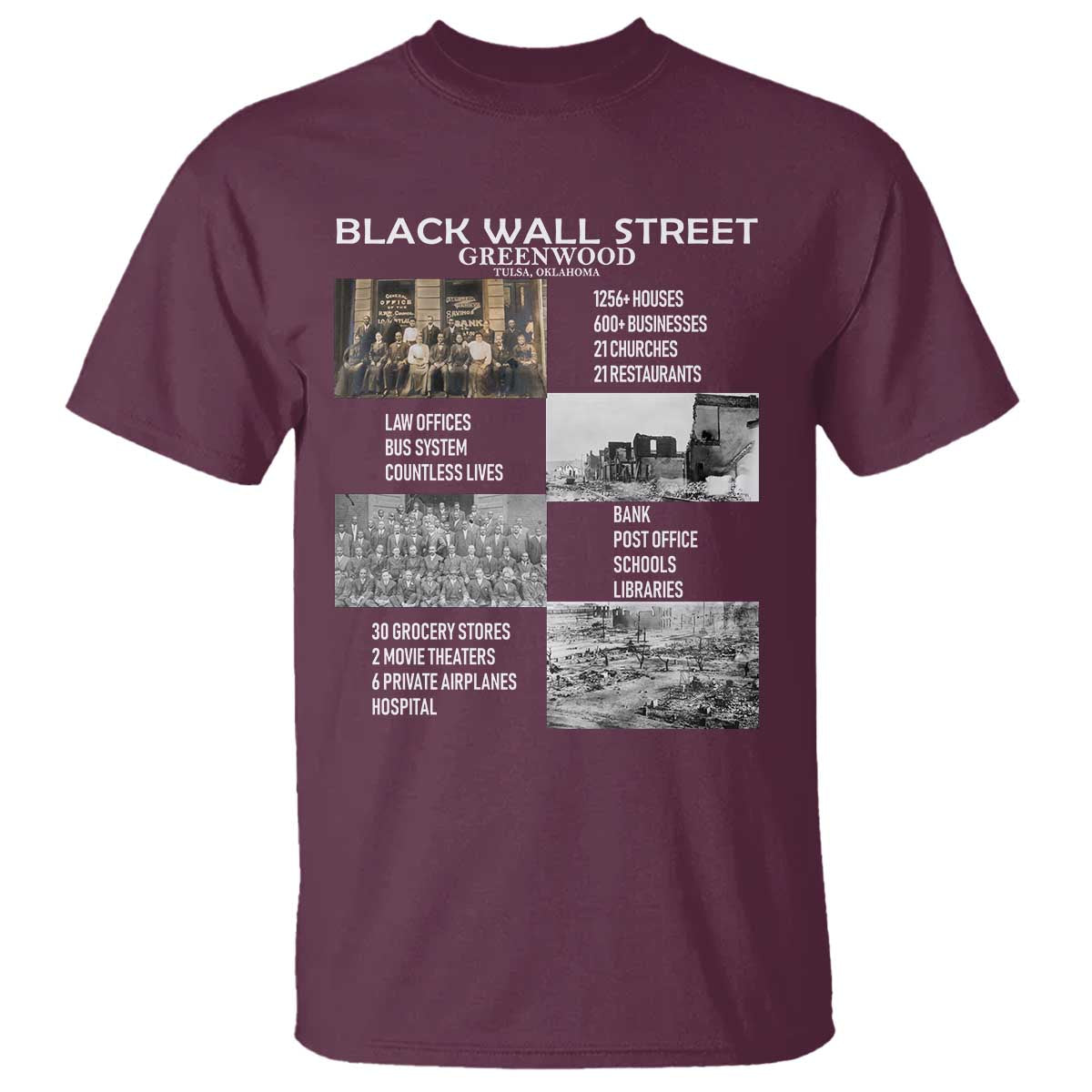 Black Wall Street T Shirt Black Business Black History Month TS02 Maroon Print Your Wear