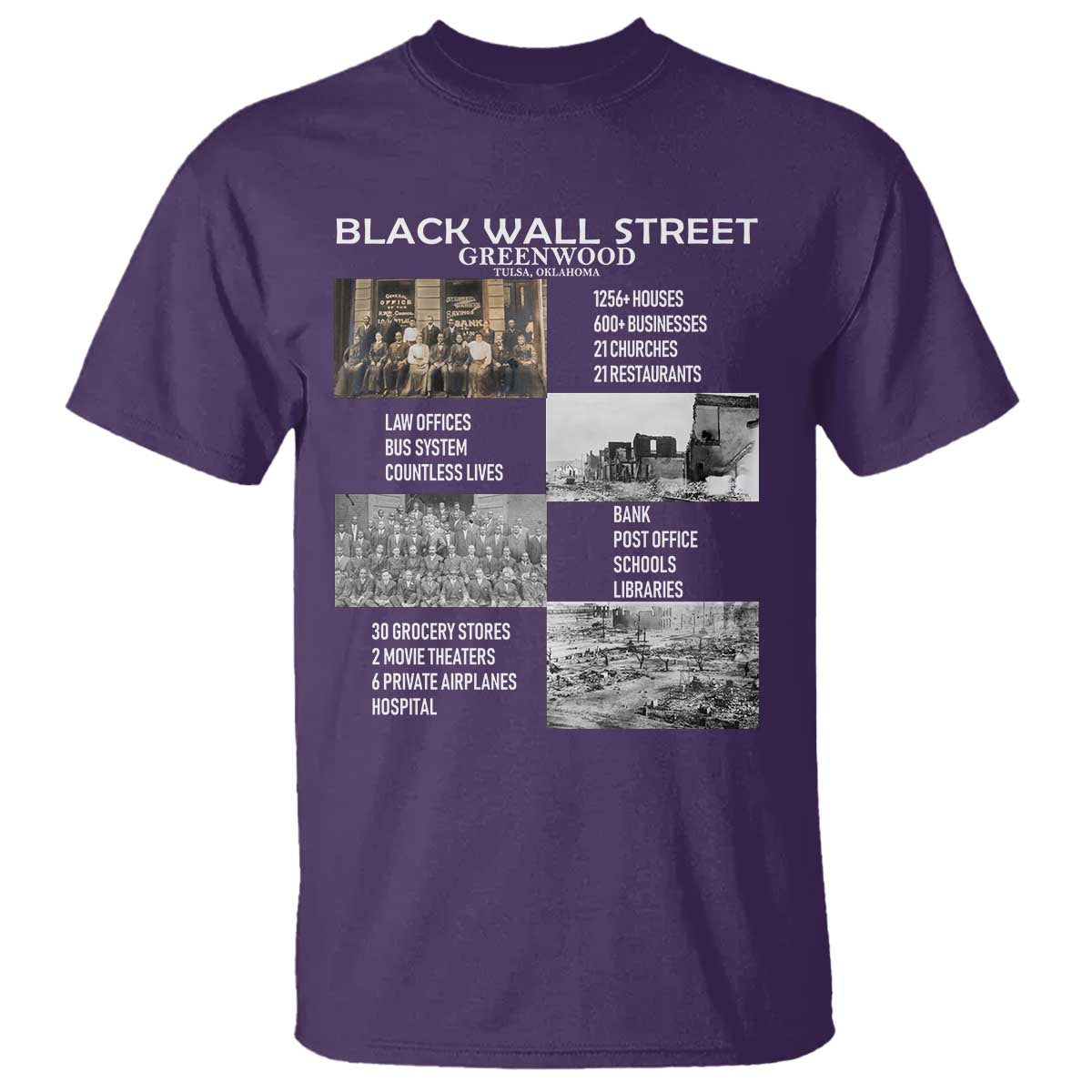 Black Wall Street T Shirt Black Business Black History Month TS02 Purple Print Your Wear