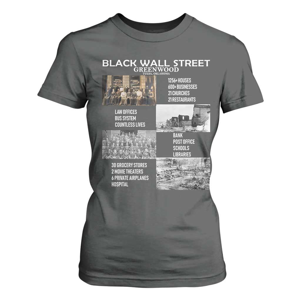 Black Wall Street T Shirt For Women Black Business Black History Month TS02 Dark Heather Print Your Wear