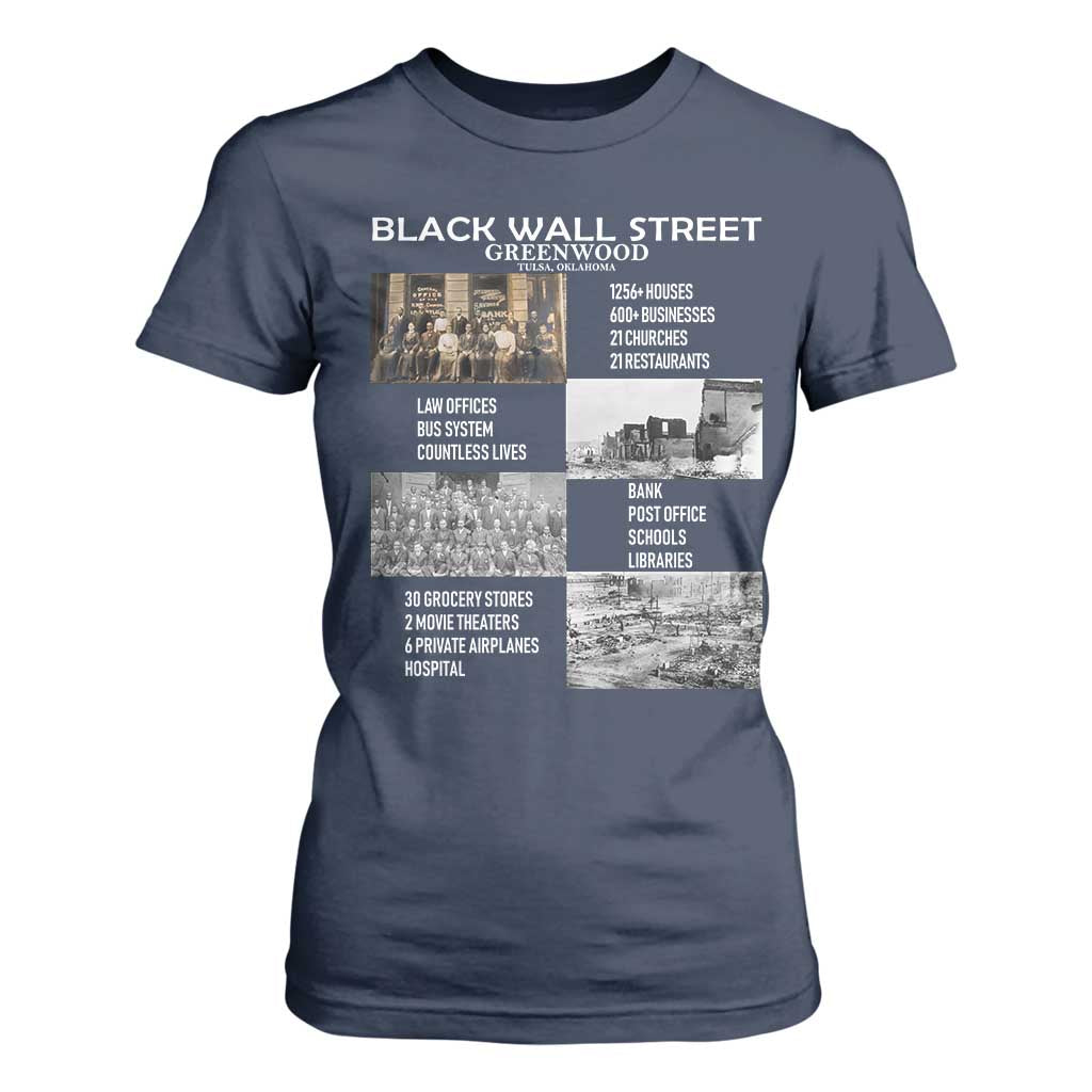 Black Wall Street T Shirt For Women Black Business Black History Month TS02 Navy Print Your Wear