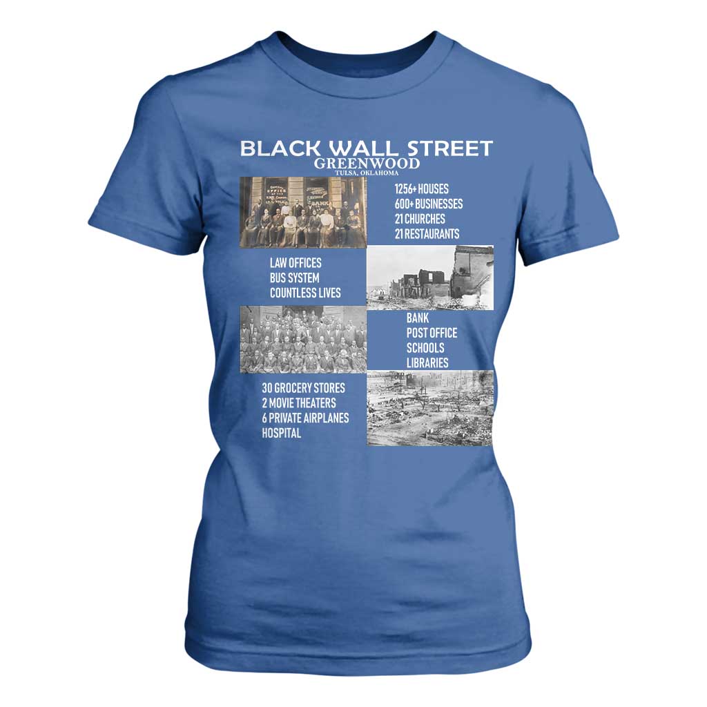 Black Wall Street T Shirt For Women Black Business Black History Month TS02 Royal Blue Print Your Wear