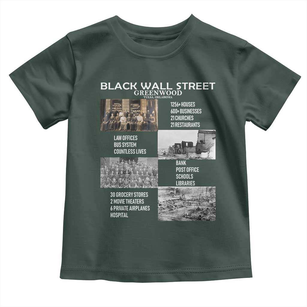 Black Wall Street Toddler T Shirt Black Business Black History Month TS02 Dark Forest Green Print Your Wear