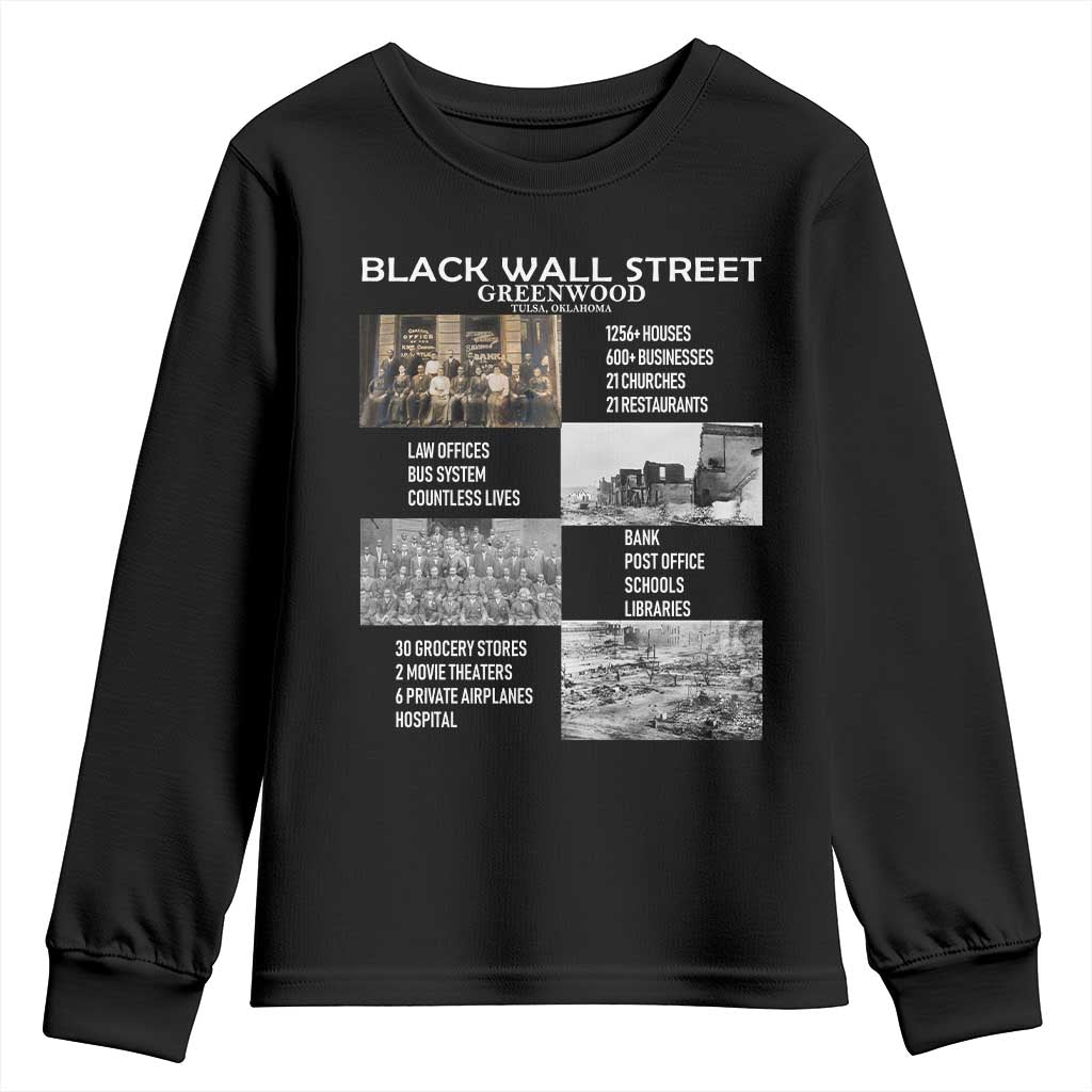 Black Wall Street Youth Sweatshirt Black Business Black History Month TS02 Black Print Your Wear