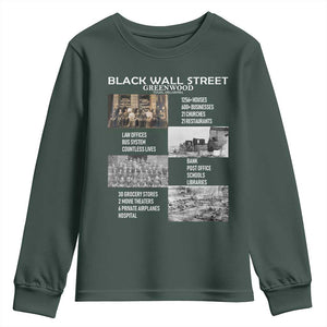 Black Wall Street Youth Sweatshirt Black Business Black History Month TS02 Dark Forest Green Print Your Wear