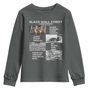 Black Wall Street Youth Sweatshirt Black Business Black History Month TS02 Dark Heather Print Your Wear